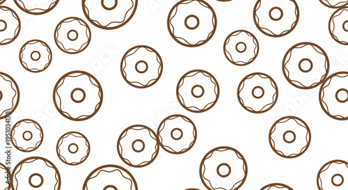 Seamless Brown Donut Vector Pattern on White Background for Bakery Design