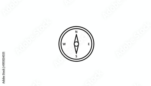 Minimalist Compass Icon on White Background - Navigation and Direction Concept