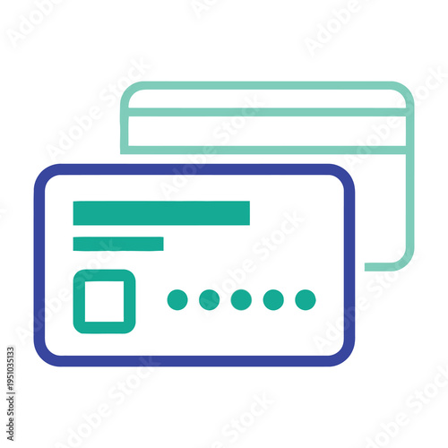 Free Download Credit card and bank card icons in blue and green on white background for finance and payment concepts - GFXLoad