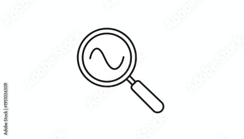 Magnifying glass over a wavy line graph, symbolizing data analysis and research