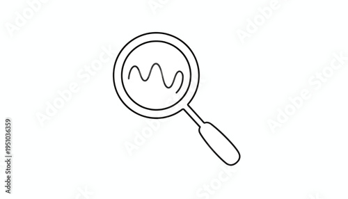Magnifying glass over wavy line graph, symbolizing data analysis and research