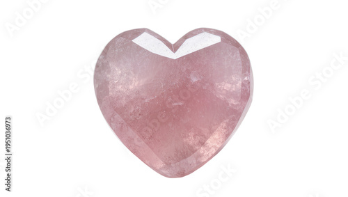 Beautiful pink faceted heart-shaped rose quartz gemstone, isolated precious stone PNG for jewelry design and romantic concepts