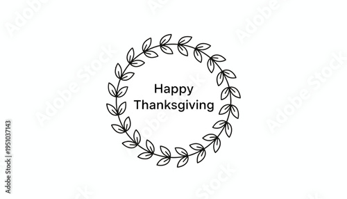 Happy Thanksgiving Wreath Greeting Card - Minimalist Autumn Holiday Design