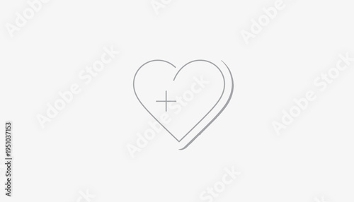 Heart Icon with Plus Sign, Medical Health Care Symbol, Love and Wellness Concept