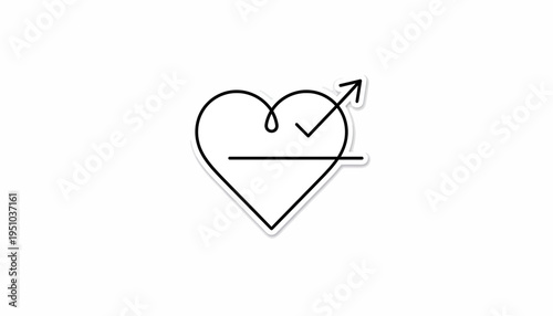 Heart with Upward Arrow and Checkmark: Love Growth, Success, Positive Relationship Symbol