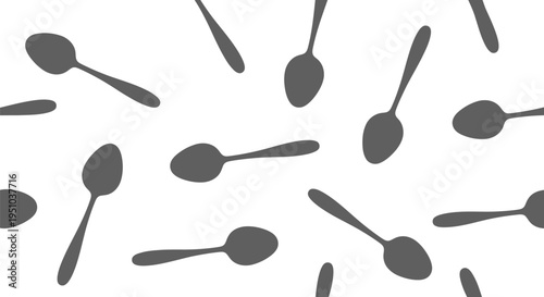 Spoon vector pattern seamless kitchen utensil background in monochrome minimalist style