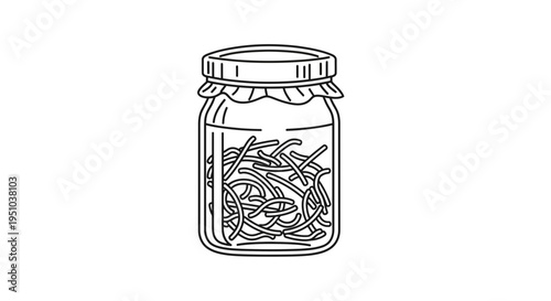 Hand-drawn illustration of pickled vegetables in a jar