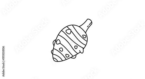 Hand-drawn outline illustration of a taro root vegetable with a stem, isolated on white background.