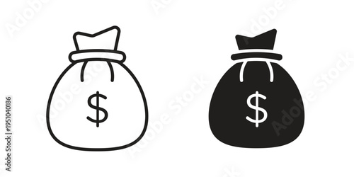 Money bag icon pack flat vector in outline