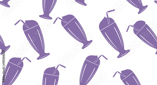 Purple milkshake vector pattern seamless background for cafe menu and summer design