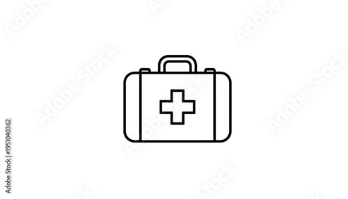 First Aid Kit Icon, Medical Emergency Symbol, Health Care Bag Outline