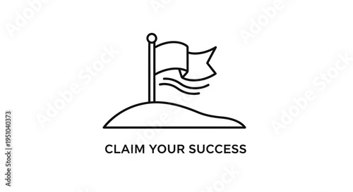 Flag on Island Summit: Claim Your Success, Achievement, Goal, Victory, Milestone