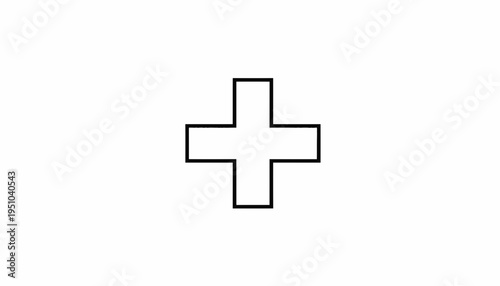 Geometric Plus Sign Icon, Simple Cross Shape, Mathematical Symbol, Graphic Element