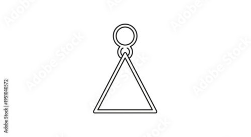 Geometric Triangle Charm Pendant with Circle Link, Minimalist Jewelry Design, Outline Icon