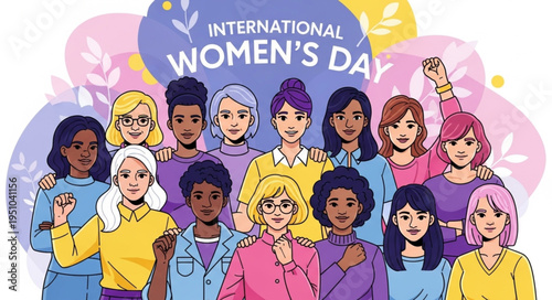 Diverse group of women celebrating International Womens Day together.