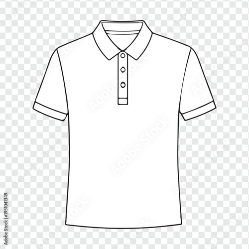 Blank short sleeve polo shirt vector illustration of a casual cotton textile garment template isolated on white background for apparel fashion design
