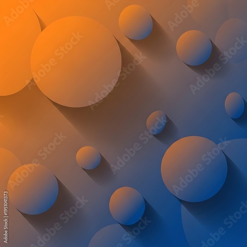 Abstract pattern featuring three dimensional circles with long shadows over a gradient background.