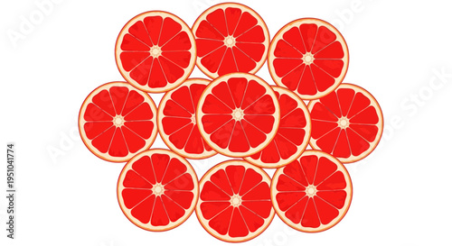 Vibrant Grapefruit Slices Pattern - Fresh Citrus Fruit Background