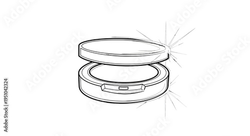 Cosmetic compact powder case sketch, makeup product packaging design concept