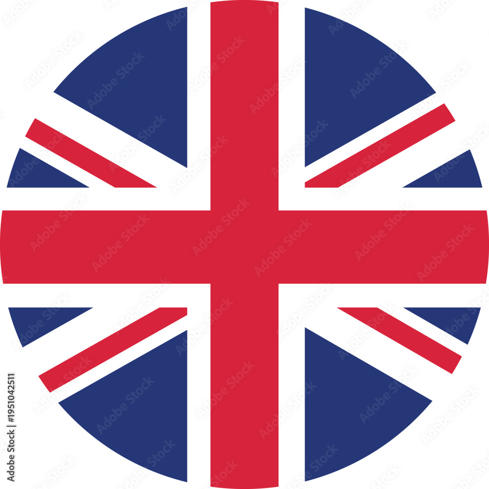 Fototapeta premium Union jack flag emblem in a circular shape with red white and blue colors united kingdom