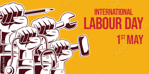 international labour day banner illustration in hand drawn style