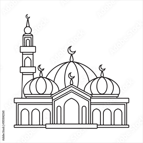 This vector illustration of the ancient Basilica of the Holy Sepulchre features a golden dome and orthodox architecture under a blue sky, marking this historic city landmark as a sacred temple