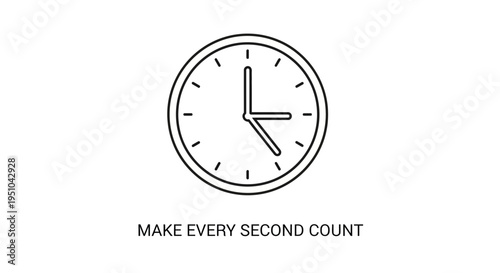 Clock Face Icon with Motivational Text "Make Every Second Count"