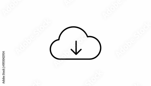 Cloud Download Icon: Digital Data Transfer and Storage Concept