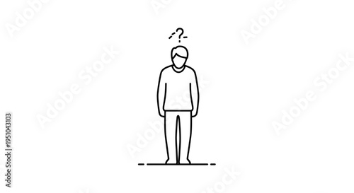 Confused Man Icon with Question Mark Above Head - Uncertainty and Doubt Concept