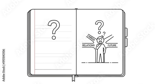 Confused person at crossroads of life, career, relationships, future decisions