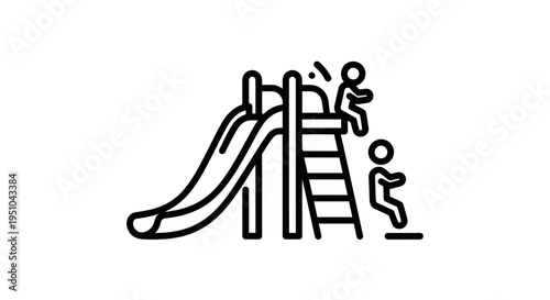 Children Playing on Playground Slide and Ladder Icon
