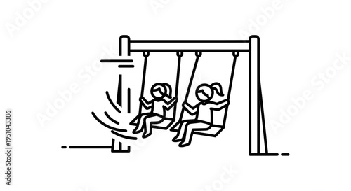 Children Swinging on Playground Swing Set, Outdoor Fun, Childhood Joy
