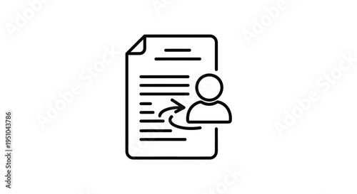 Business Strategy Icon: Person Analyzing Document with Arrows for Planning and Workflow
