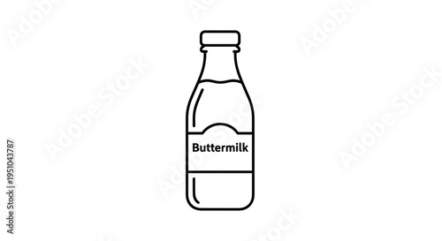 Buttermilk Bottle Icon - Simple Line Art Illustration