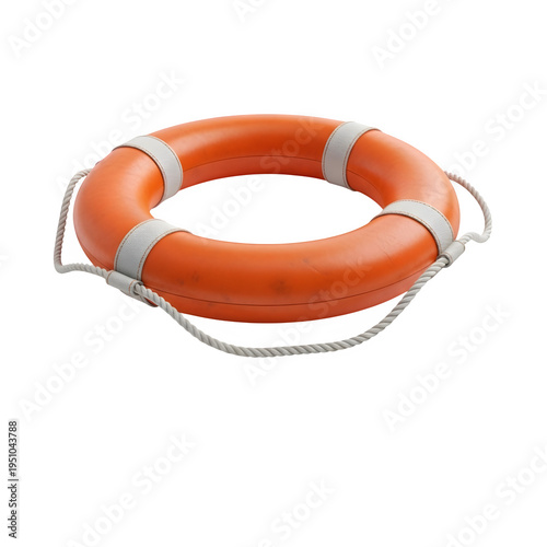 Life preserver, safety flotation device symbolizing rescue, marine security, and emergency preparedness, isolated on white or transparent background. PNG format.