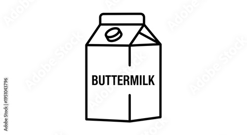 Buttermilk carton icon, simple line art illustration, dairy product packaging, isolated on white background