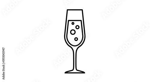 Champagne Flute with Bubbles - Elegant Celebration Drink Icon
