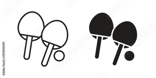Ping pong icon pack flat vector in outline