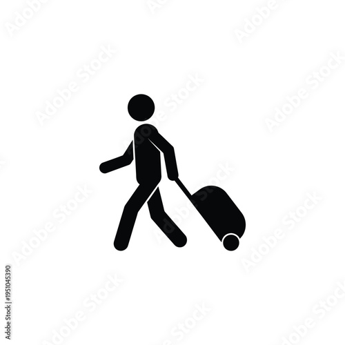 Person walking with luggage in hand quickly through airport terminal