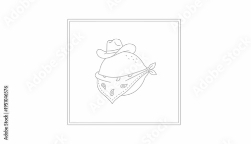 Outlaw Bandit Cowboy Hat and Bandana Outline Icon