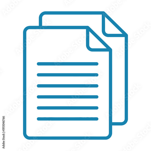 Two documents icon with blue outline and lines