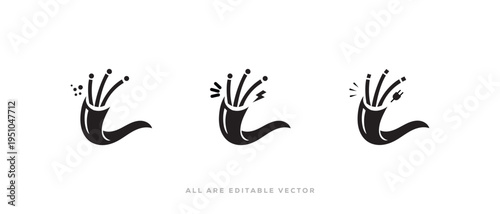 Broken Electrical Cable Icon. Technology wiring icon bundle with power and charger symbol vector illustration