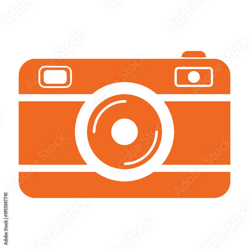 Orange camera icon with white outline