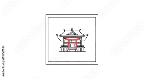 Minimalist Japanese Temple Gate and Pagoda Icon