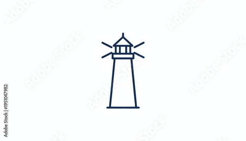Minimalist Lighthouse Icon, Navigation Symbol, Maritime Beacon, Sea Safety, Coastal Guide