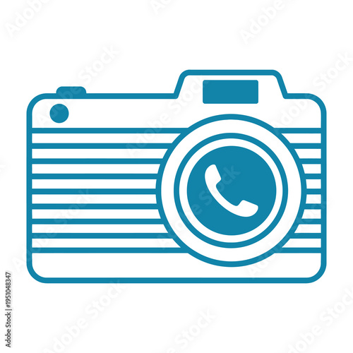 Camera phone icon with blue lines