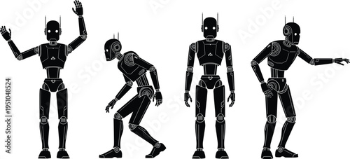 Set of nine black and white gas mask vector illustrations, tactical respirator icons, apocalyptic protective gear, military survival equipment, hazard, protection.