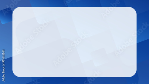 青い幾何学抽象フレーム背景 16:9。UIやビジネス用途に最適な、中央に大きな白枠があるスタイリッシュな青色の抽象背景。