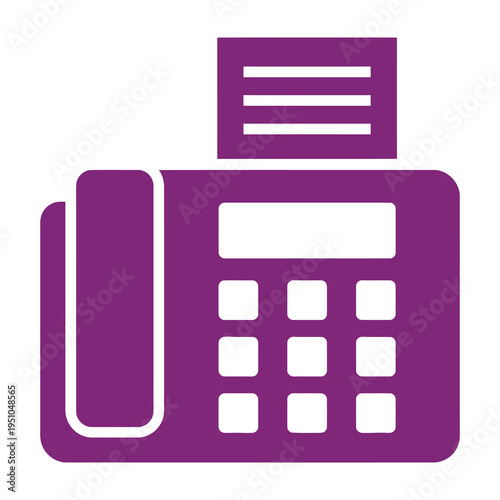 Purple fax machine icon with paper