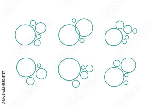 Abstract circular bubble shapes in teal outline for graphic elements